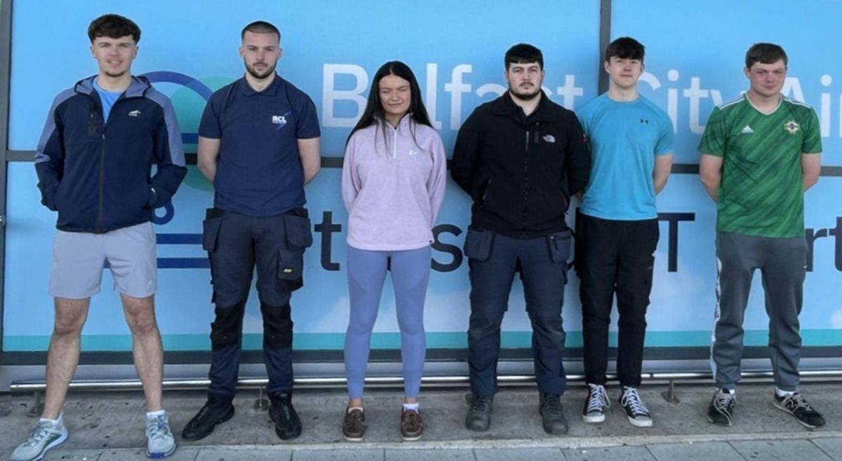 Picture of Fire and Security apprentices flying to the semi finals